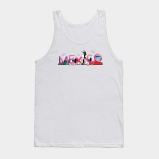 Mexico Marvels: Watercolor Lettering with Chichen Itza, Cancun Beach, and Agave Elegance Tank Top